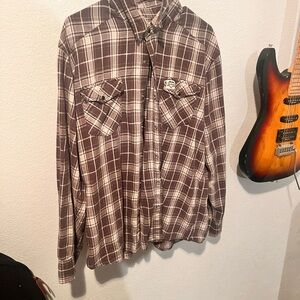Carhartt Men's Brown Plaid Button Down Shirt